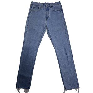 Levi’s 501 Jeans womens 28x30 Light Wash Button Fly Cropped Raw Hem Vintage Fit